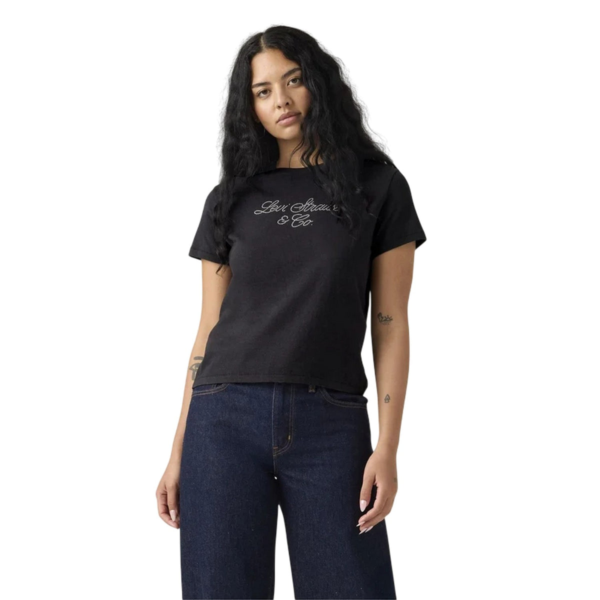 Anthracite - Pack Shot - Levis Womens-Ladies Script Regular T-Shirt