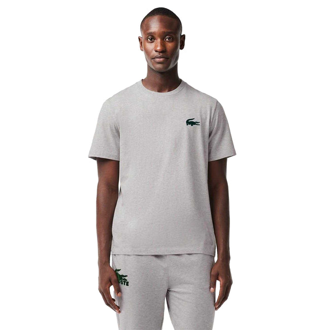 Grey - Side - Lacoste Mens Cotton Lounge T-Shirt