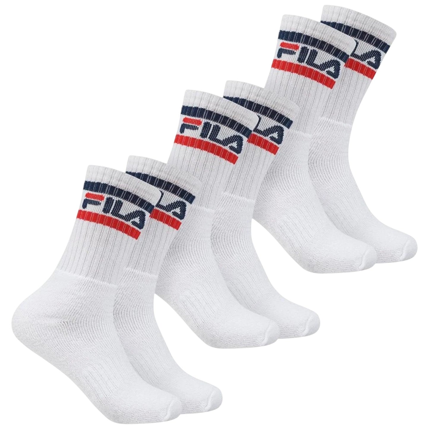 White - Side - Fila Mens Game 1 Crew Socks (Pack of 3)
