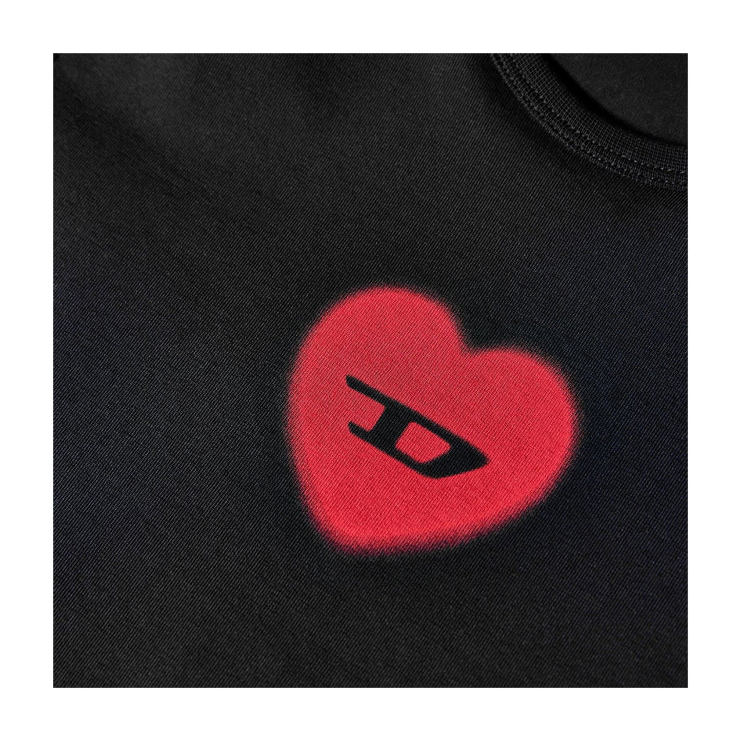 Black - Side - Diesel Womens-Ladies T-Ele Cropped Fitted T-Shirt