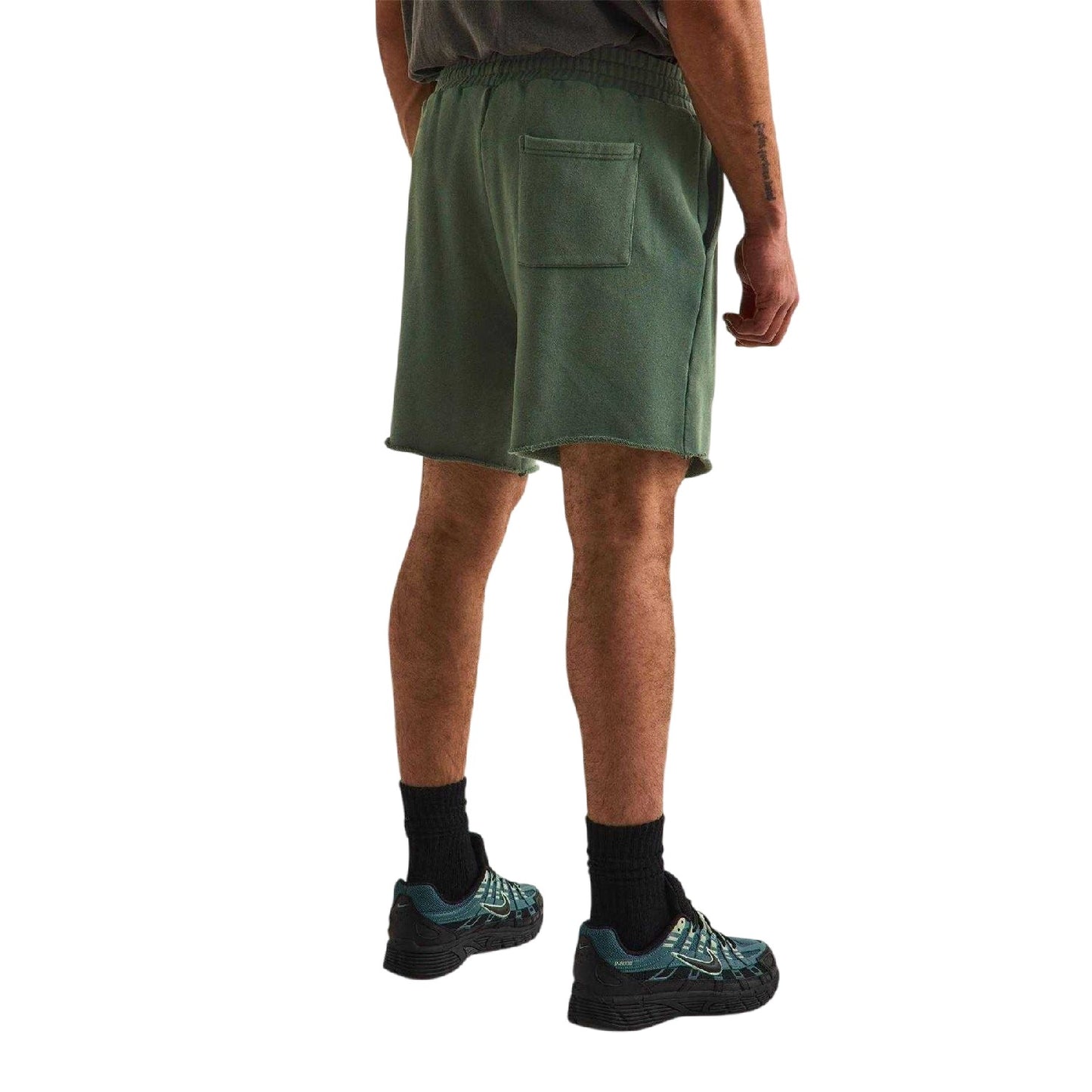Washed Green - Pack Shot - GodMade Mens Fleece Logo Shorts