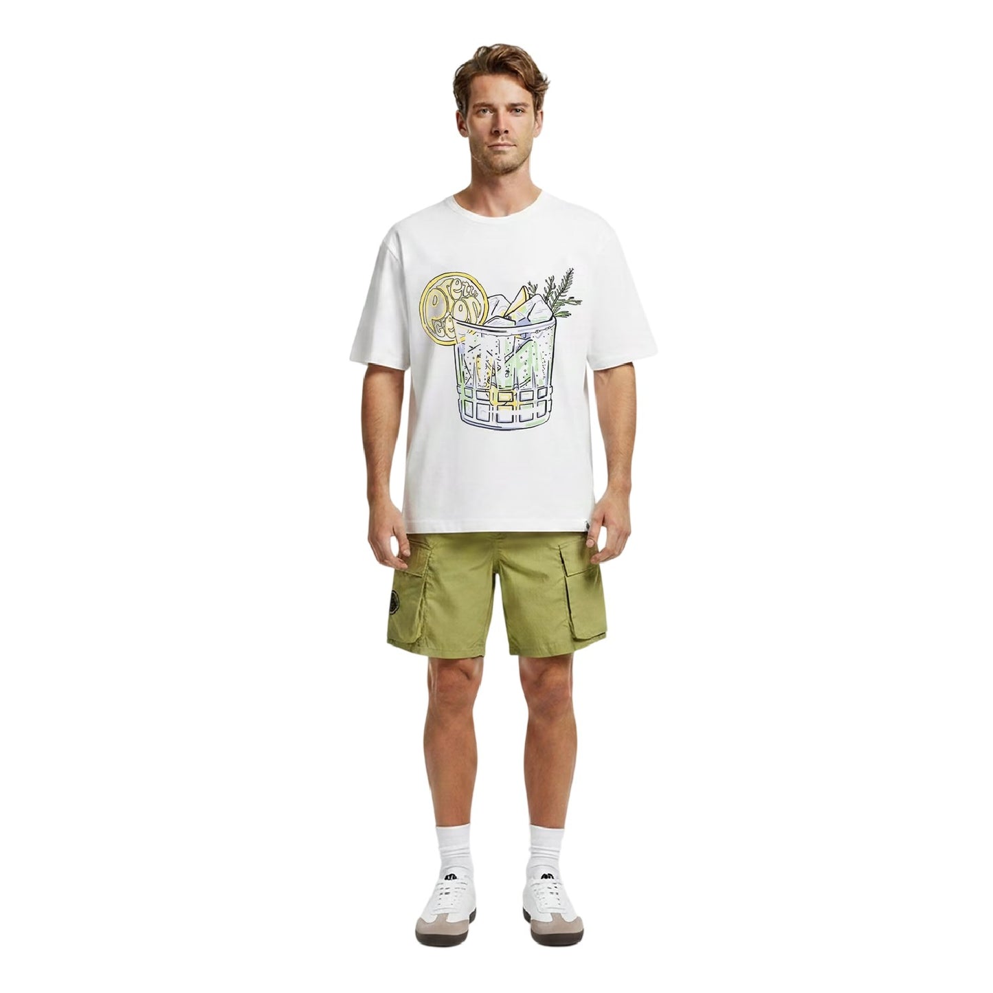 White - Lifestyle - Pretty Green Mens Gin And Tonic Graphic Print T-Shirt