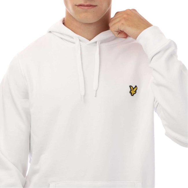 White - Side - Lyle & Scott Mens Logo Loop Back Hoodie