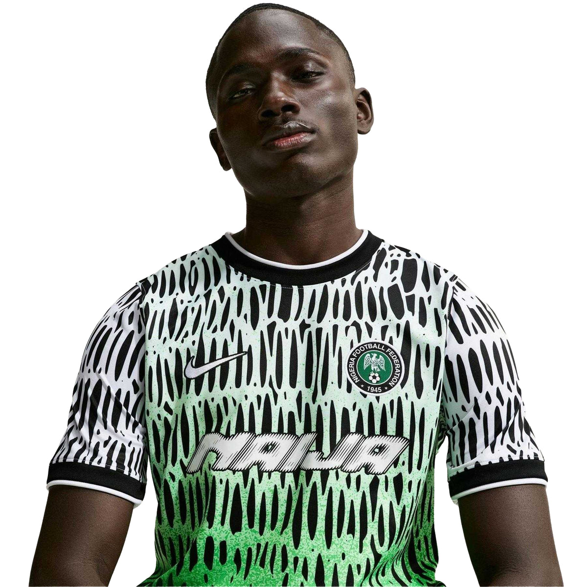 Black-White - Pack Shot - Nike Mens Pre Match 2026 Nigeria FC Dri-FIT Football Shirt
