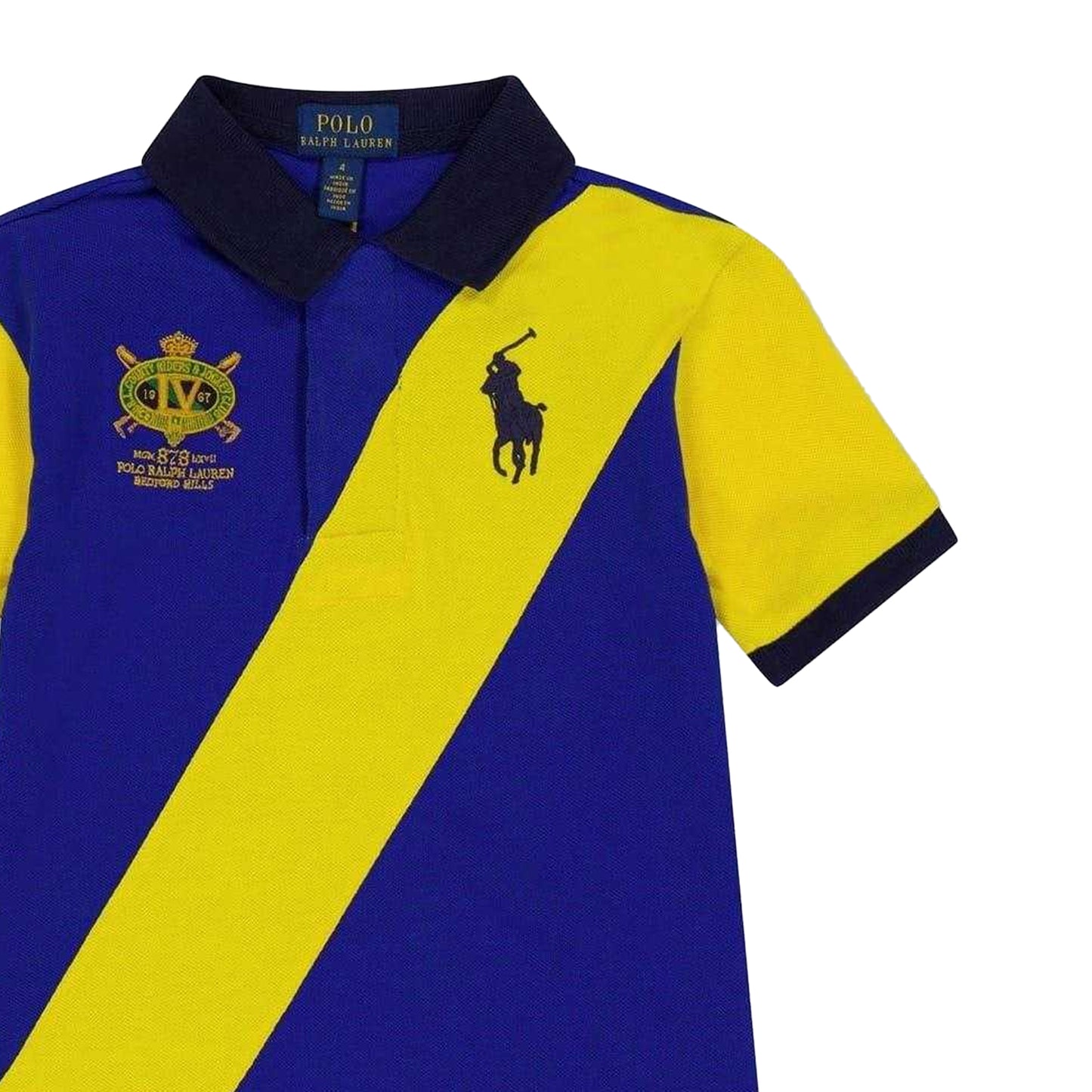 Blue Sapphire - Side - Ralph Lauren Girls Logo Polo Neck Regular Mini Shirt Dress