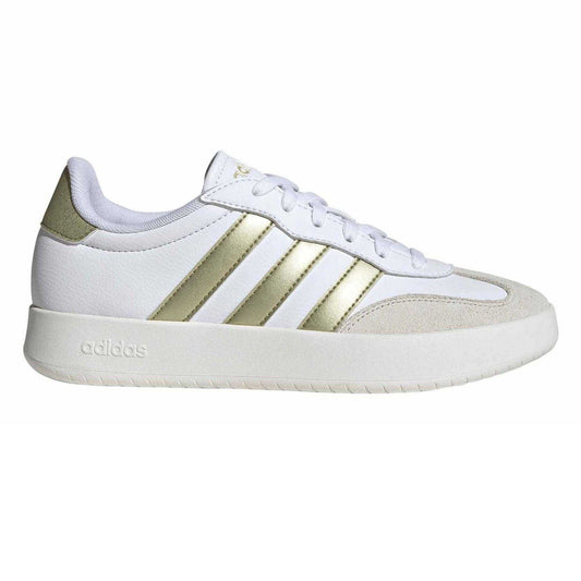White-Gold - Front - Adidas Mens Barreda 3 Stripes Low Platform Trainers