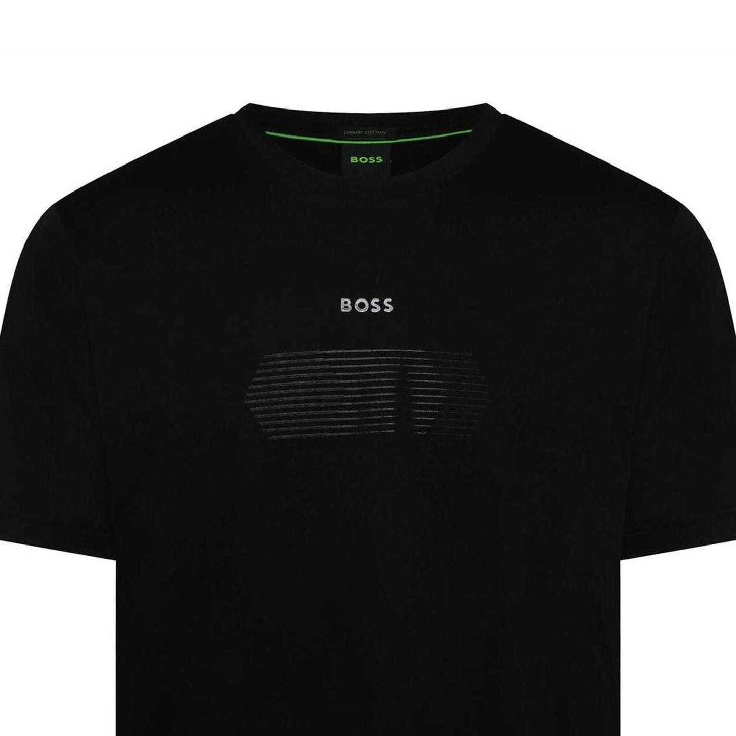 Black - Side - Boss Mens Unity Stripe Logo T-Shirt