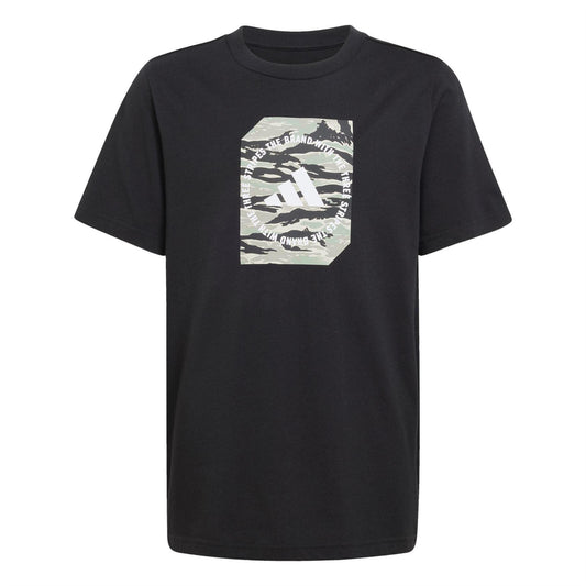 Black - Front - Adidas Childrens-Kids Camo Embossed T-Shirt