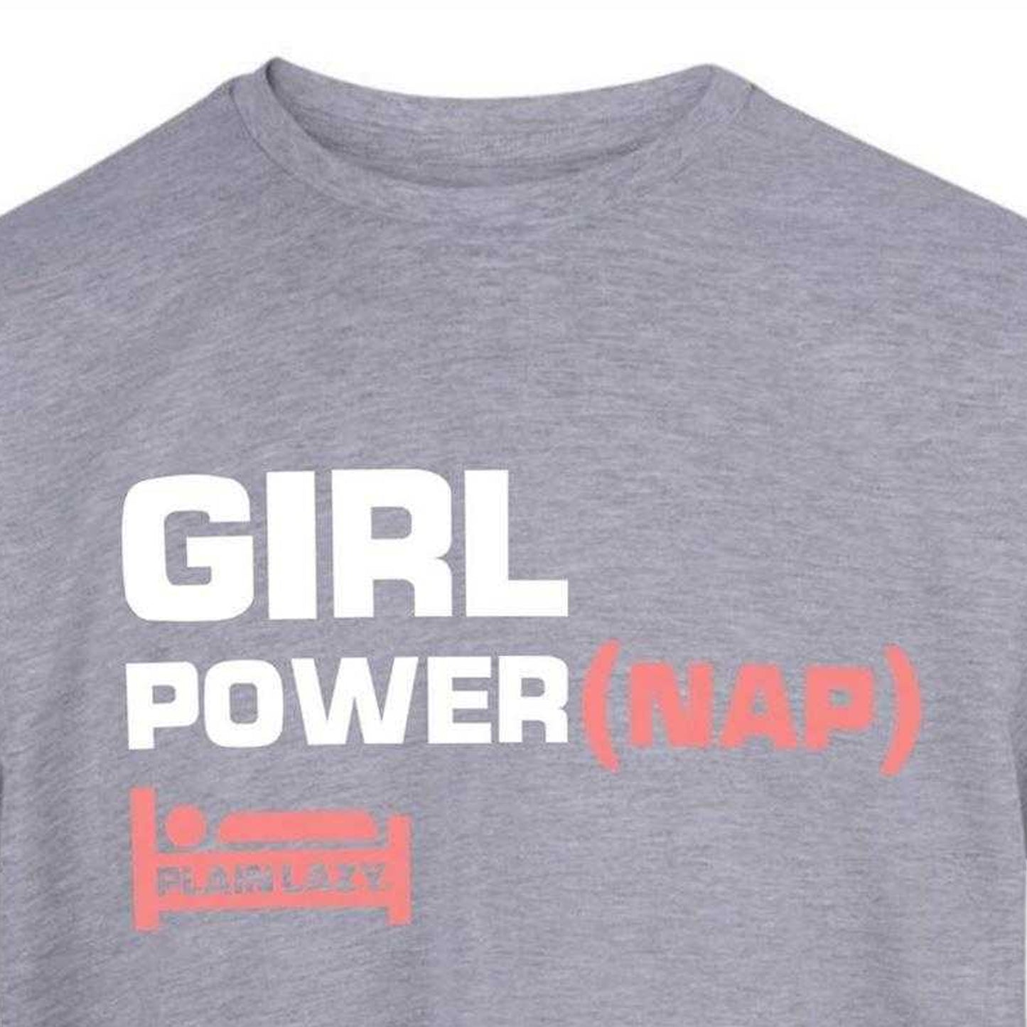 Grey - Side - Plain Lazy Womens-Ladies Girl Power Printed T-Shirt
