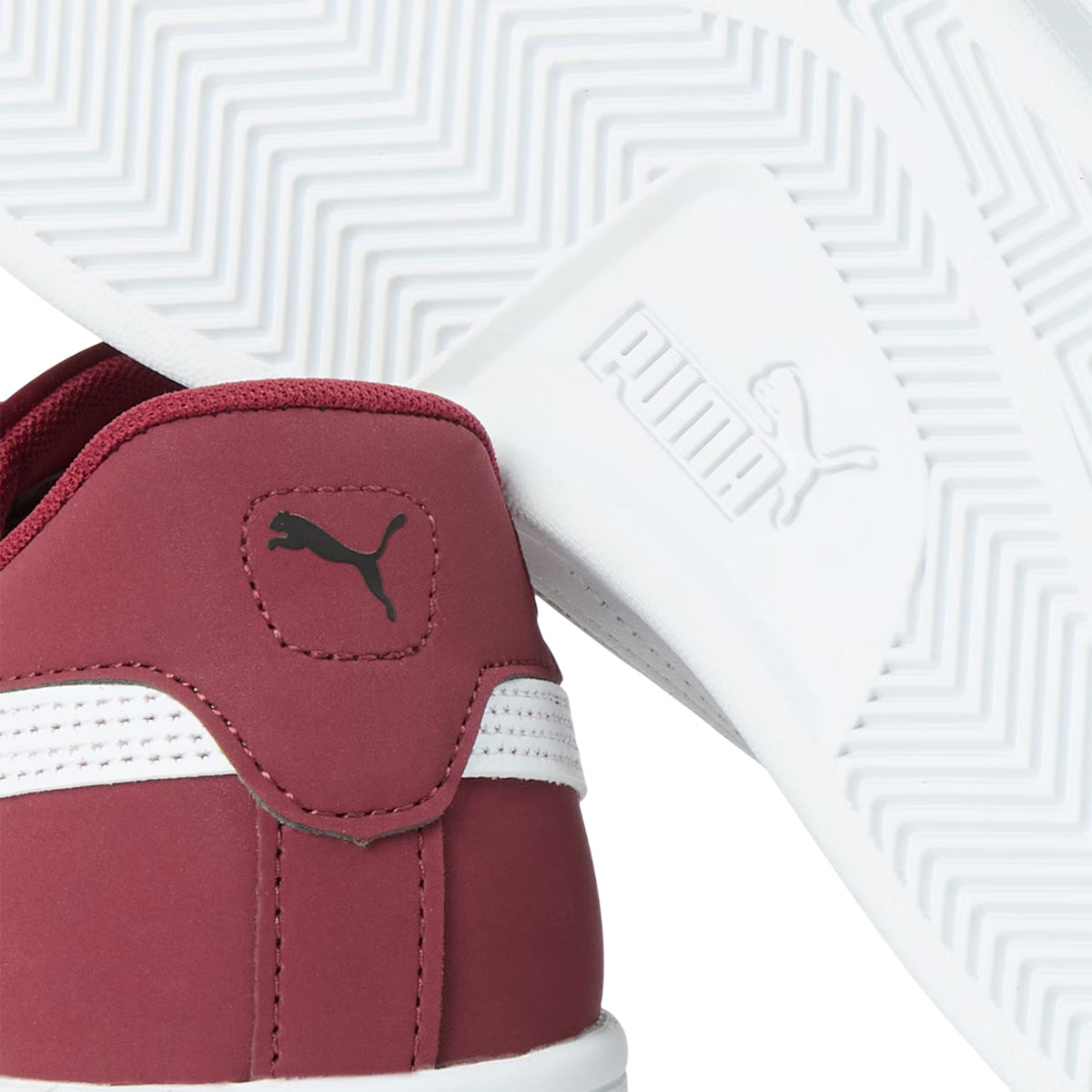 Burgundy-White - Lifestyle - Puma Mens Smash 3.0 Synthetic Nubuck Low Flat Trainers