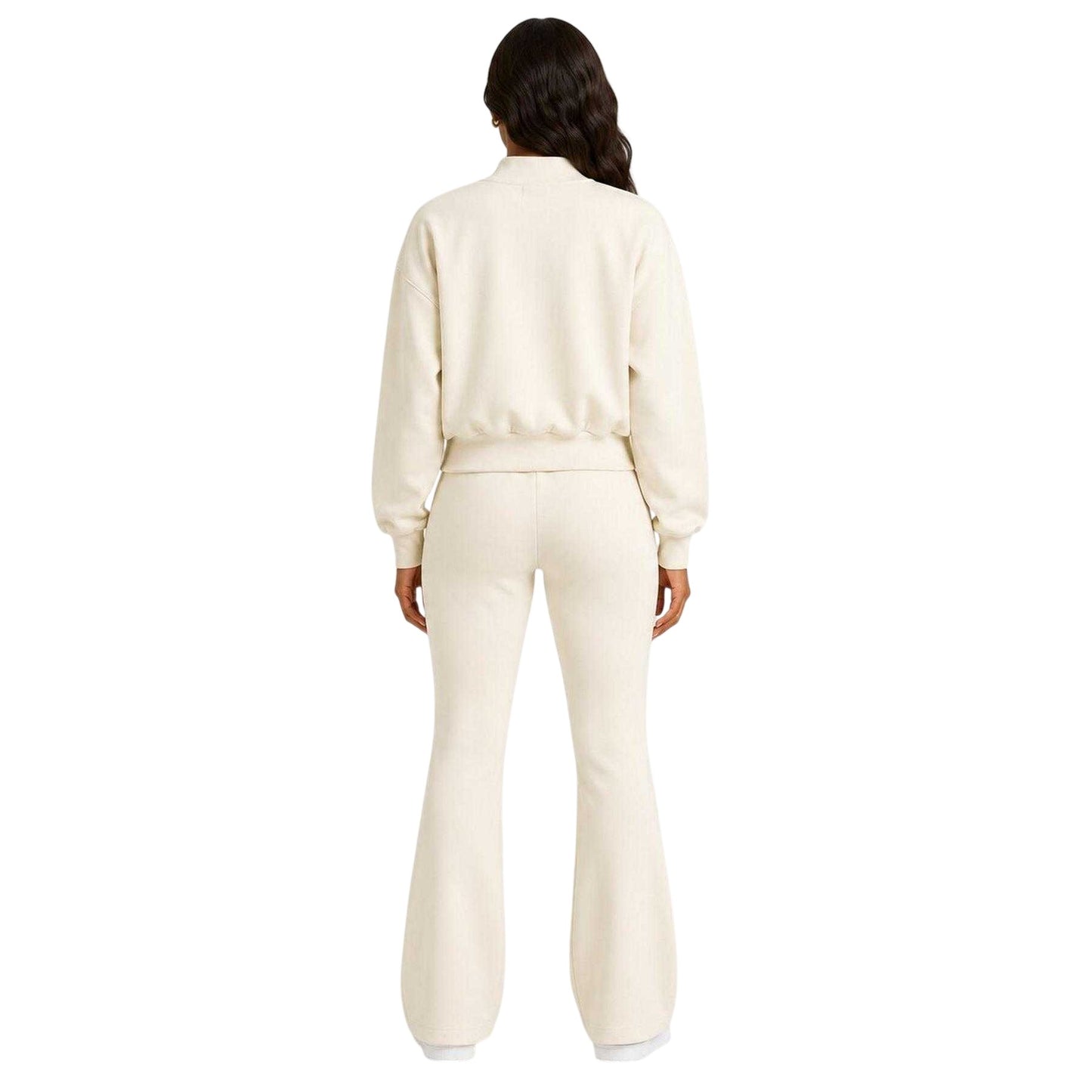 Cream - Pack Shot - I Saw It First Womens-Ladies Flared Open Hem Relaxed Fit Joggers
