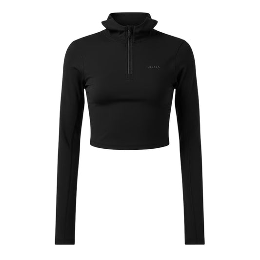 Black - Front - Fear of God Womens-Ladies Athletic Crop Hoodie
