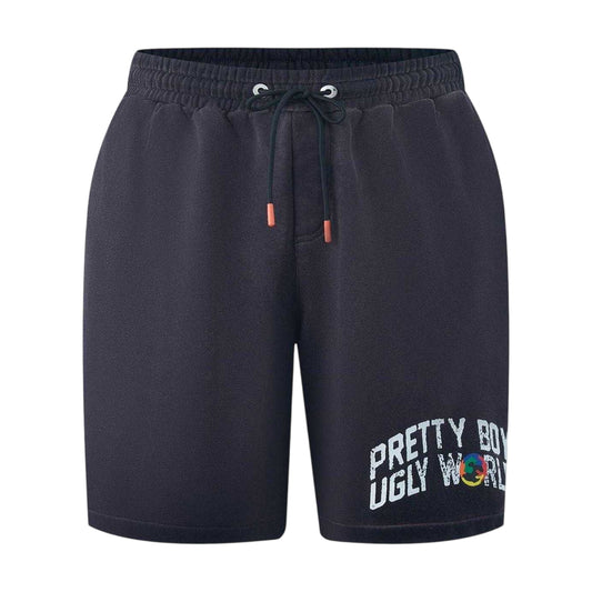 Black - Front - Pretty Boy Ugly World Mens Fleece Drawstring Regular Shorts