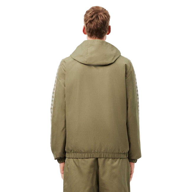 Khaki Green - Back - Lacoste Mens Monogram Tennis Track Jacket