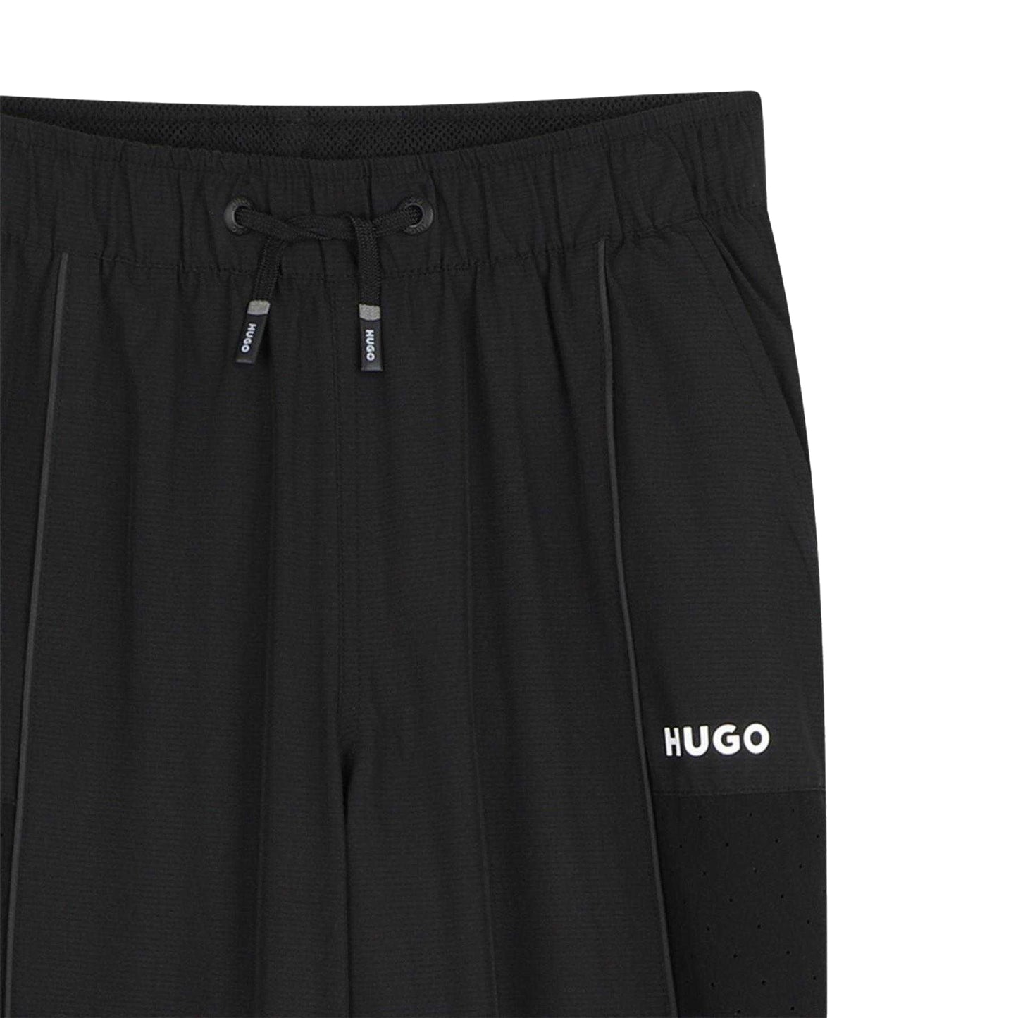 Black - Side - Hugo Boys Nylon Tracksuit Bottoms