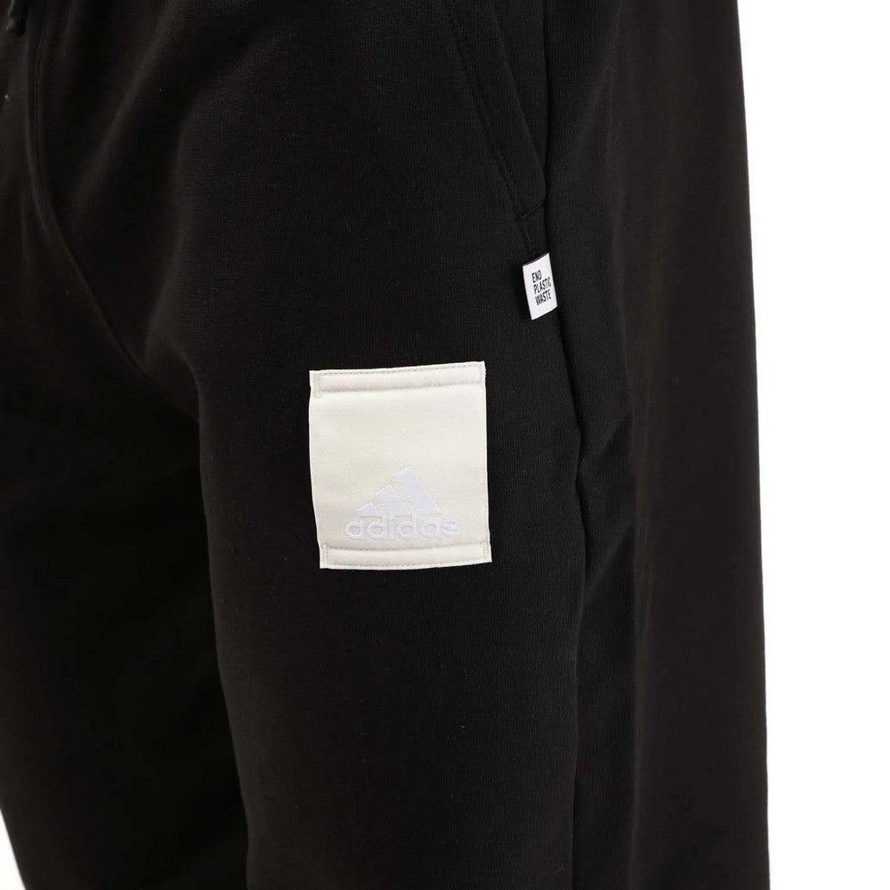 Black - Side - Adidas Mens French Terry Lounge Jogging Bottoms