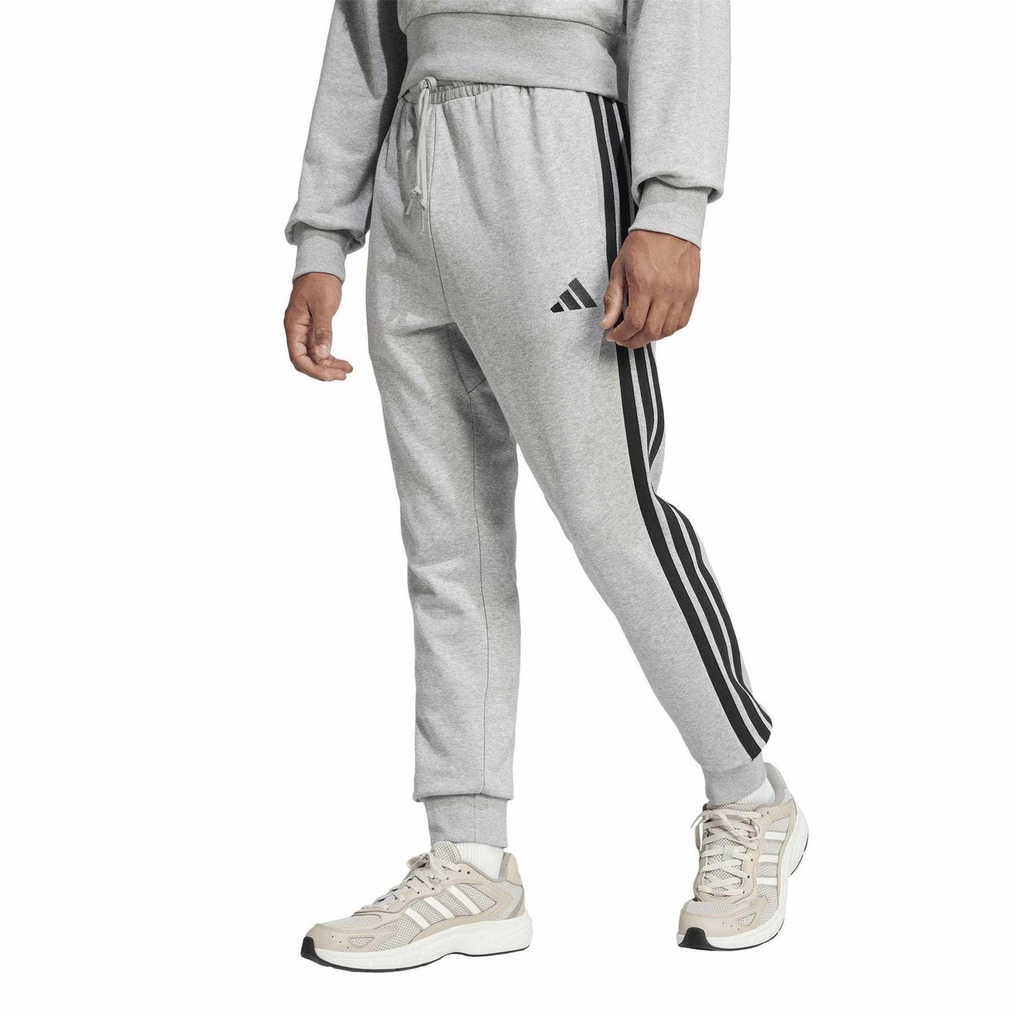 Medium Heather Grey - Pack Shot - Adidas Mens 3S 3 Stripes Joggers