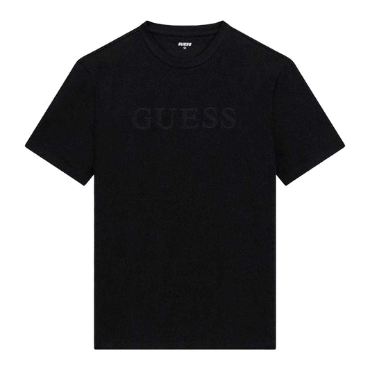Jet Black - Front - Guess Mens Logo Printed Short-Sleeved T-Shirt