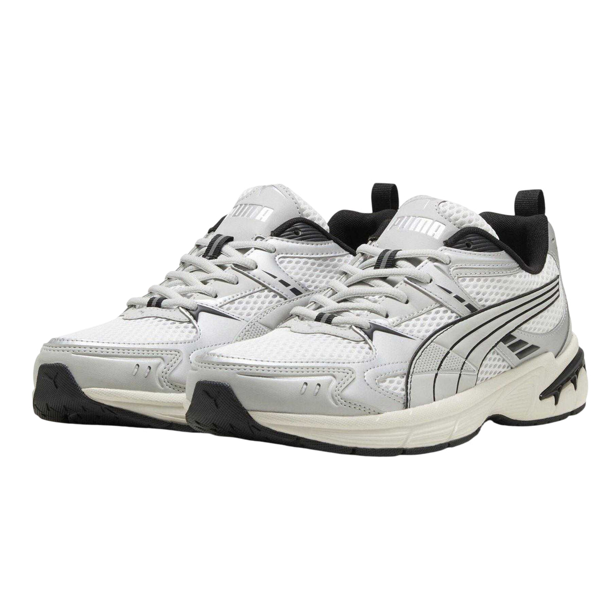 White-Grey-Black - Pack Shot - Puma Mens Mileniot 2000 Padded Collar Trainers