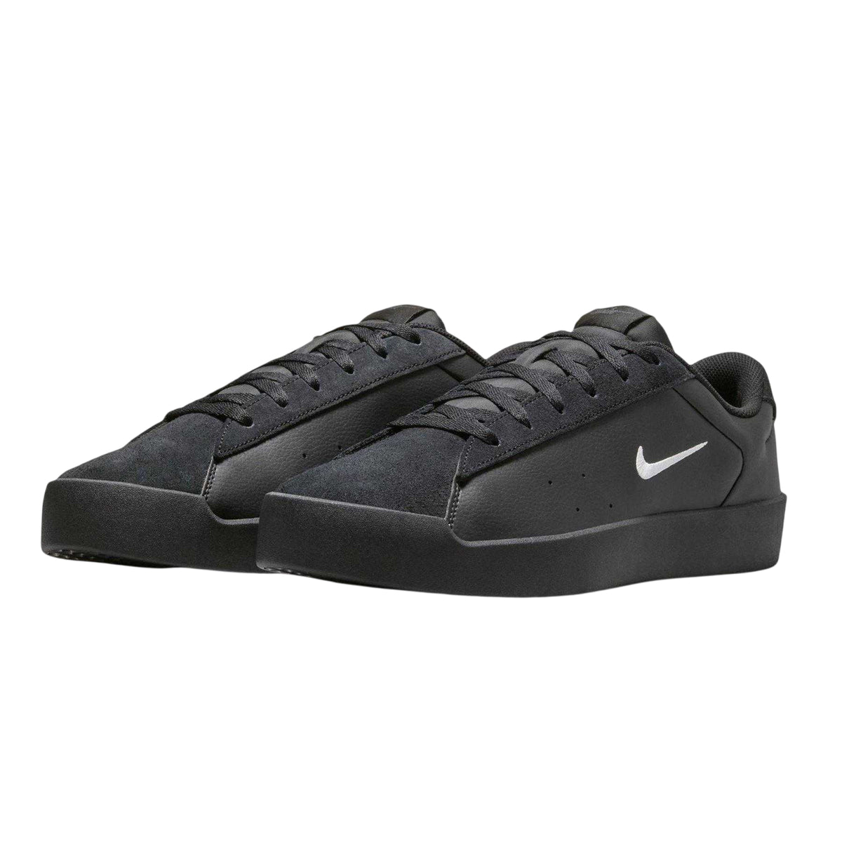 Black - Pack Shot - Nike Mens Blacktop Swoosh Leather Platform Trainers