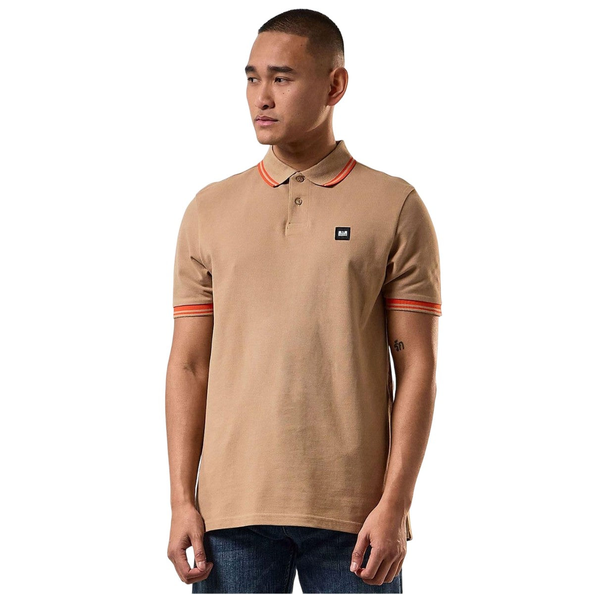 Cognac - Pack Shot - Weekend Offender Mens Levanto Tipped Polo Shirt