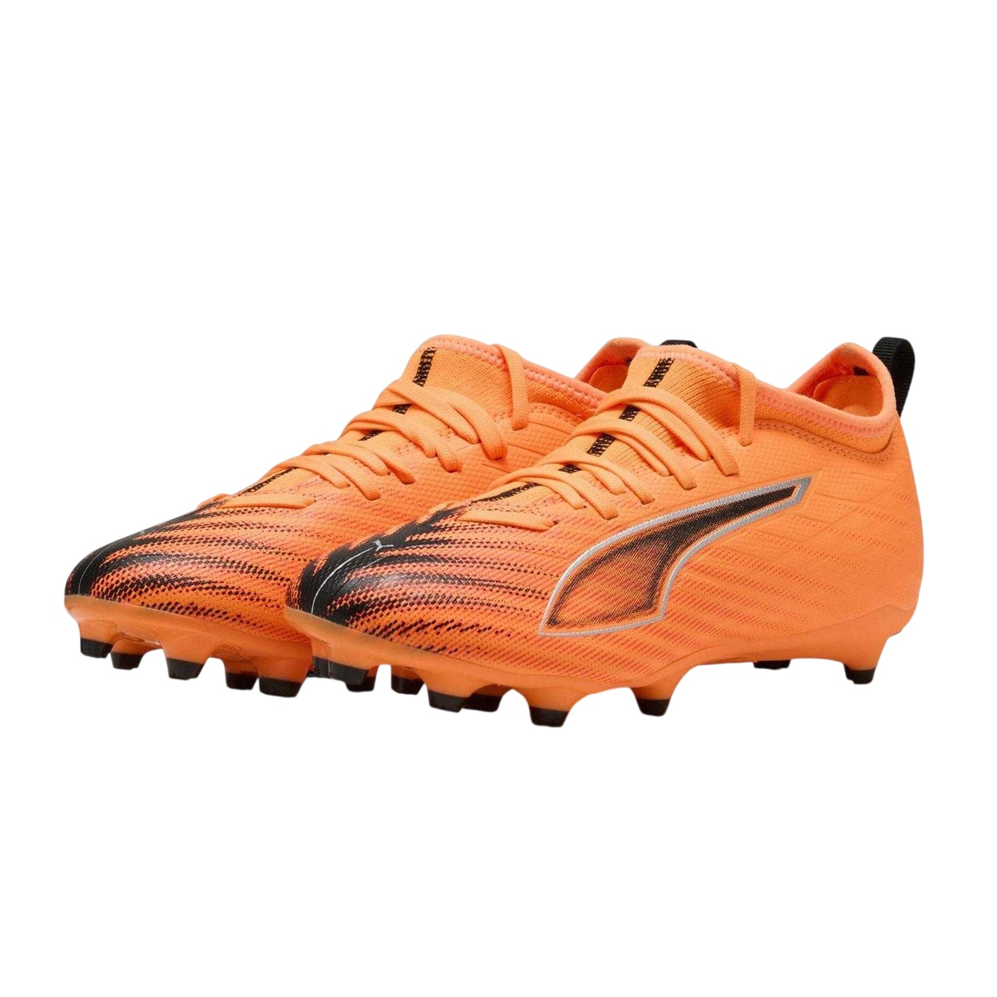 Red-Black - Pack Shot - Puma Childrens-Kids Ultra 6 Match Striped Firm Ground Football Boots