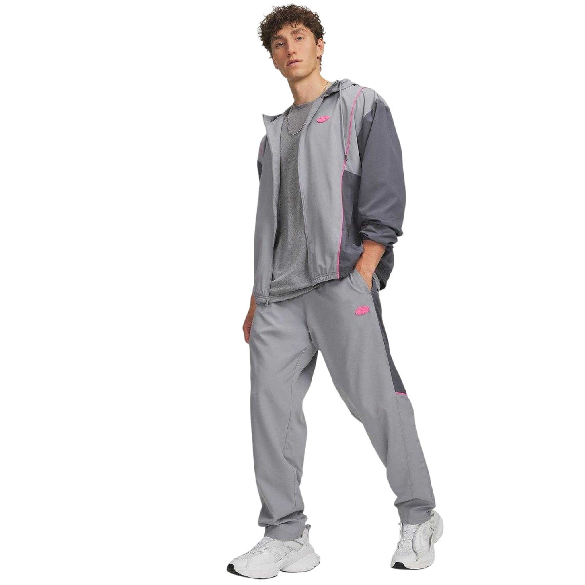 Steel Grey-Pink - Lifestyle - Under Armour Mens Rival Colour Block Tracksuit Bottoms
