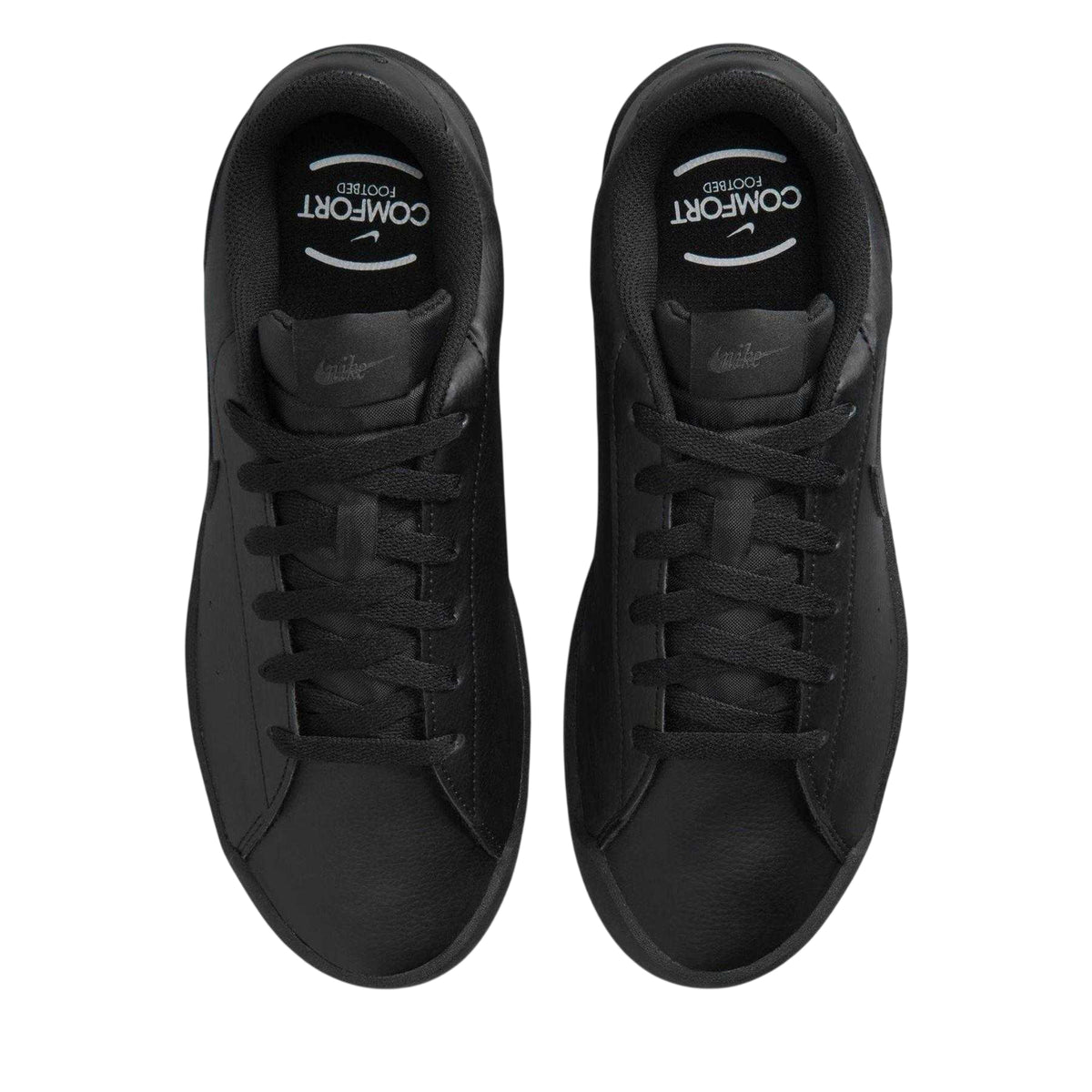 Triple Black - Lifestyle - Nike Womens-Ladies Heritage Synthetic Leather Court Trainers