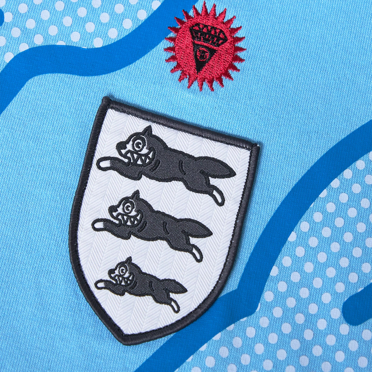 Blue - Side - ICECREAM Mens Running Dog Footy Polo Shirt