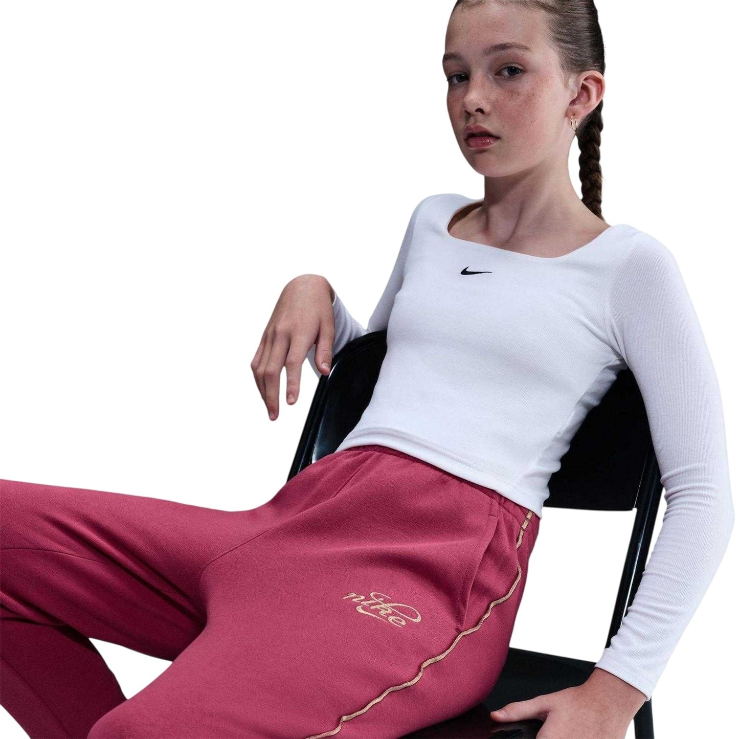 Beet - Lifestyle - Nike Girls Club Fleece Side Stripe Jogging Bottoms