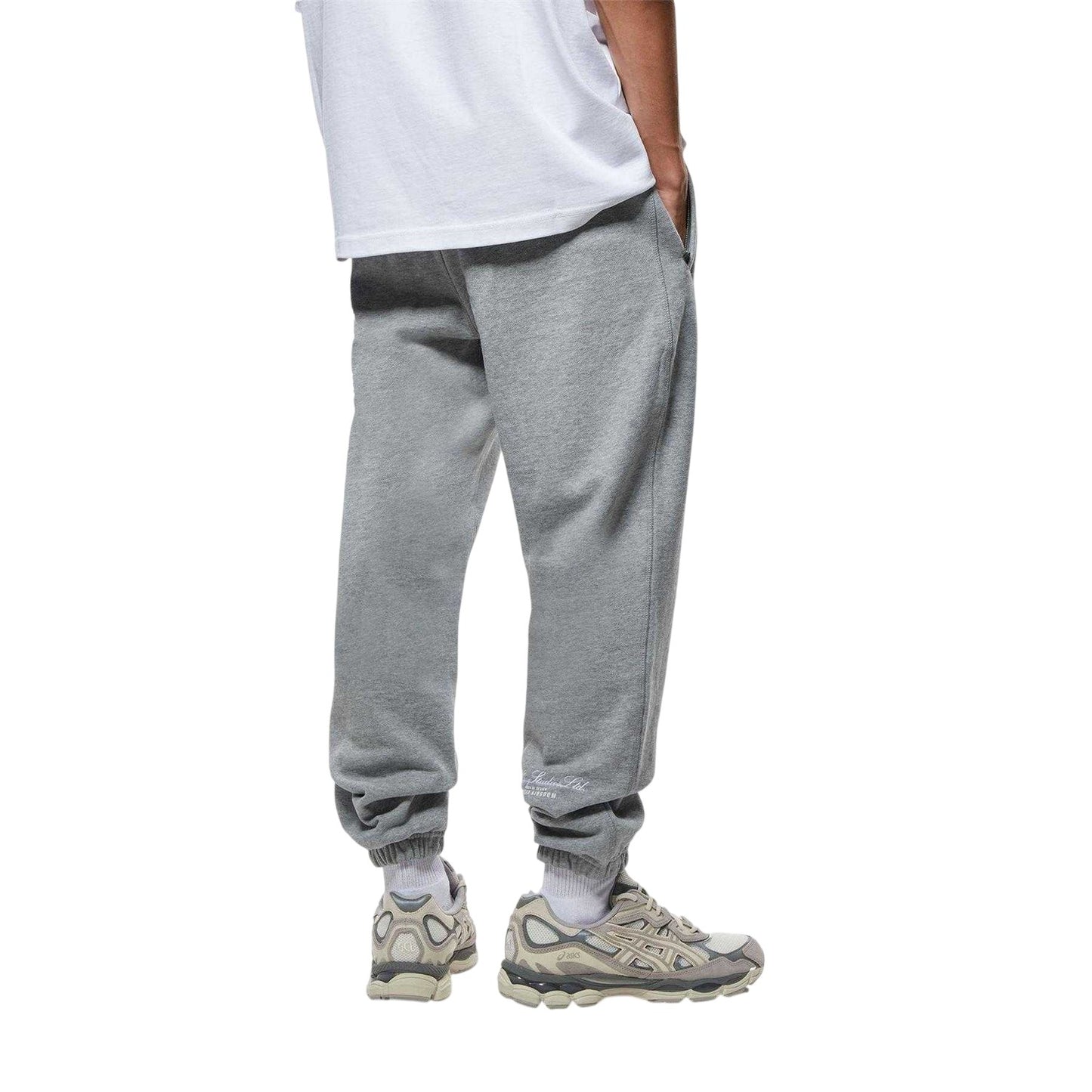 Grey Marl - Pack Shot - Tela Cruz Mens Studio Fleece Cuffed Ankle Jogging Bottoms