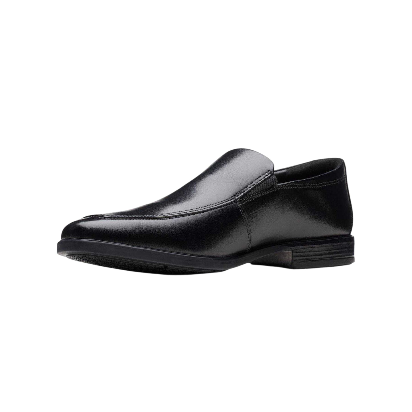 Black - Lifestyle - Clarks Mens Howard Edge Leather Stack Heel Loafers