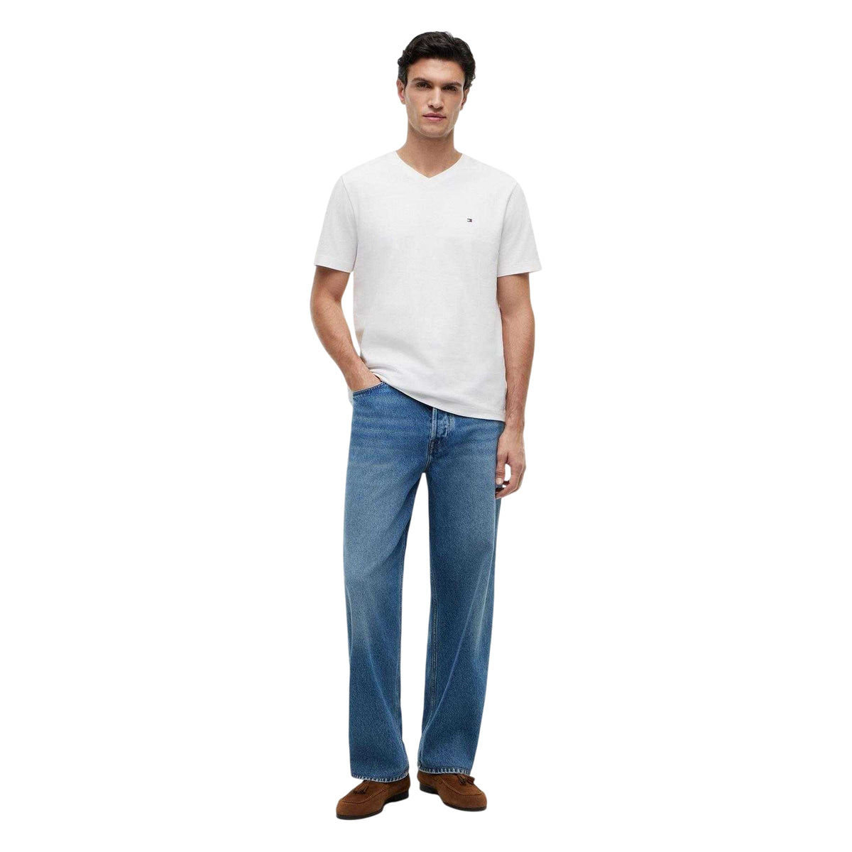 White - Lifestyle - Tommy Hilfiger Mens Essential Logo Regular T-Shirt