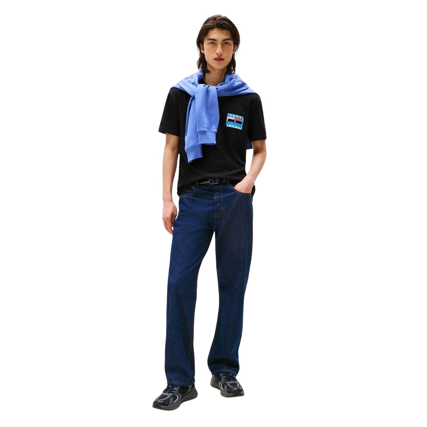 Black - Pack Shot - Tommy Jeans Mens DNA Logo Regular T-Shirt