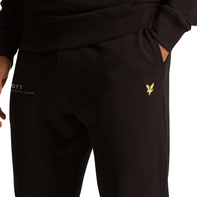 Black - Side - Lyle & Scott Mens Co-Ordinate Printed Slim Jogging Bottoms