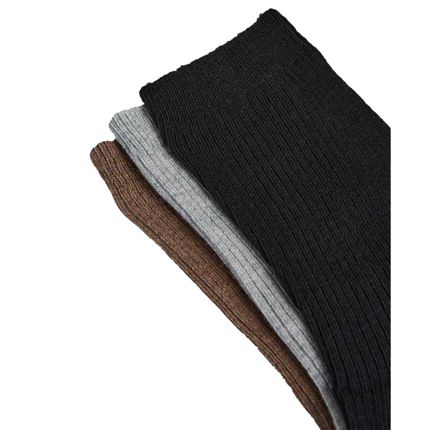 Black-Taupe-Light Grey Marl - Lifestyle - Pieces Womens-Ladies Marta Ribbed Crew Socks (Pack of 4)