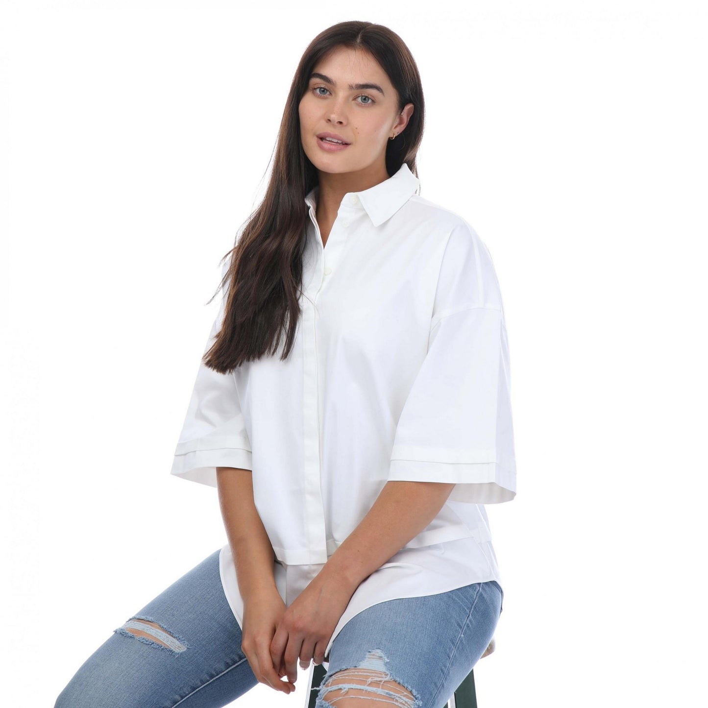 White - Lifestyle - Ted Baker Womens-Ladies Orlanda 3-4 Length Oversized Shirt