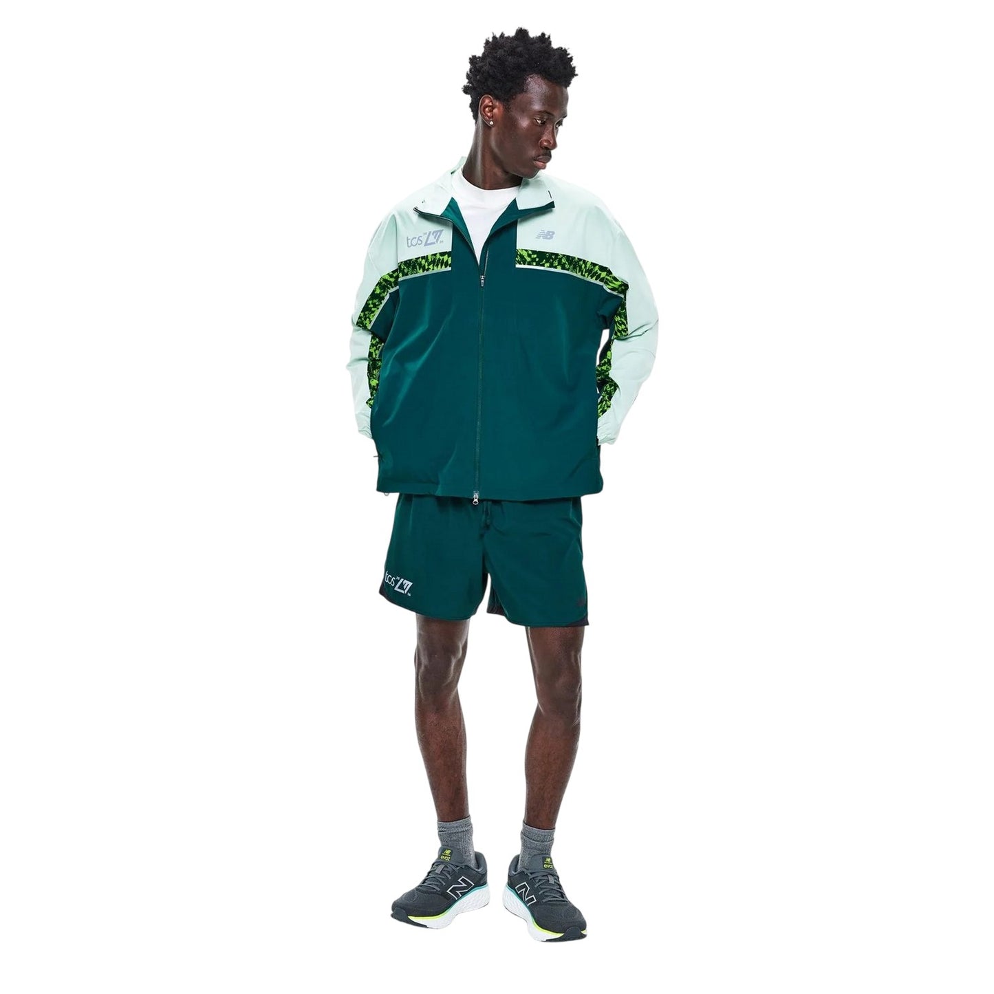 Green - Close up - New Balance Mens London Edition Running Shorts