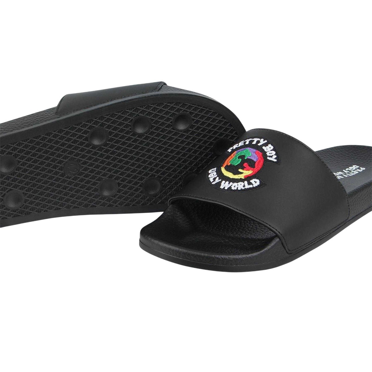 Black - Lifestyle - Pretty Boy Ugly World Mens Wide Strap Sliders