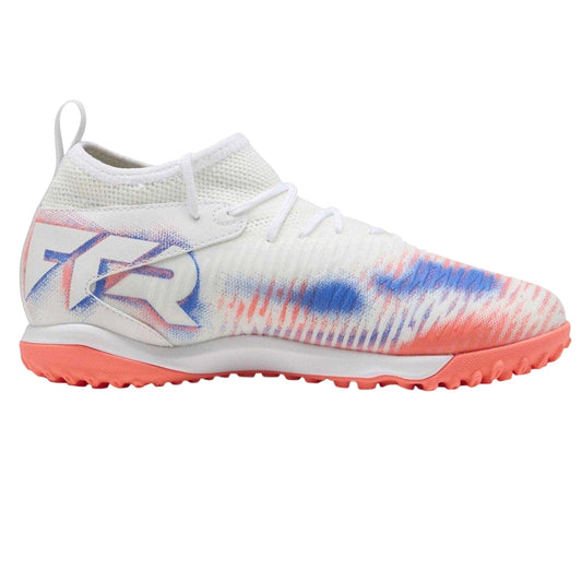 White-Black-Glowing Red - Front - Puma Childrens-Kids Future 8 Match Astro Turf Trainers