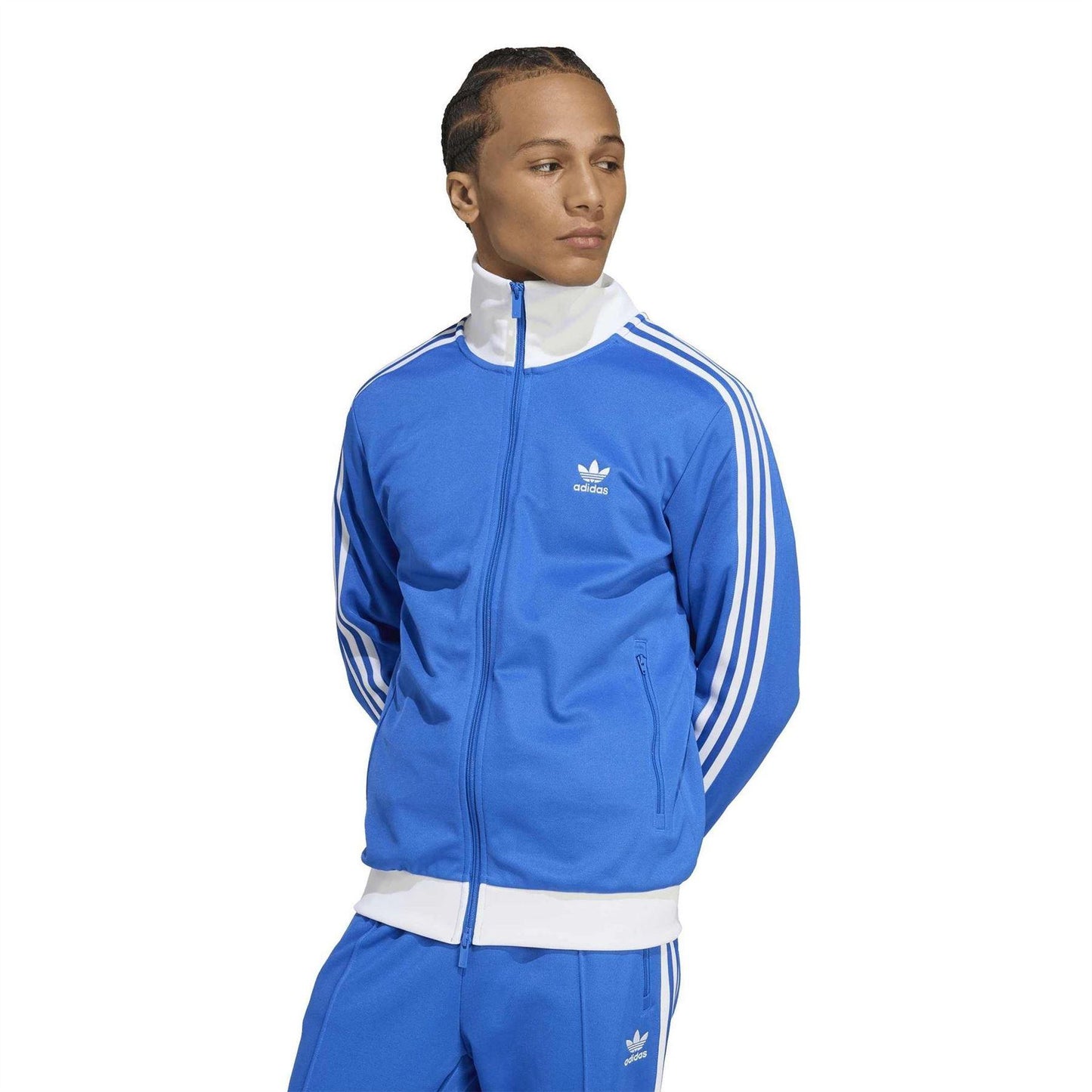 Blue-White - Pack Shot - Adidas Mens Adicolor Classics Embroidered Slim Track Top
