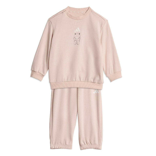 Blush Pink-White - Front - Adidas Childrens-Kids Monster Tracksuit Set