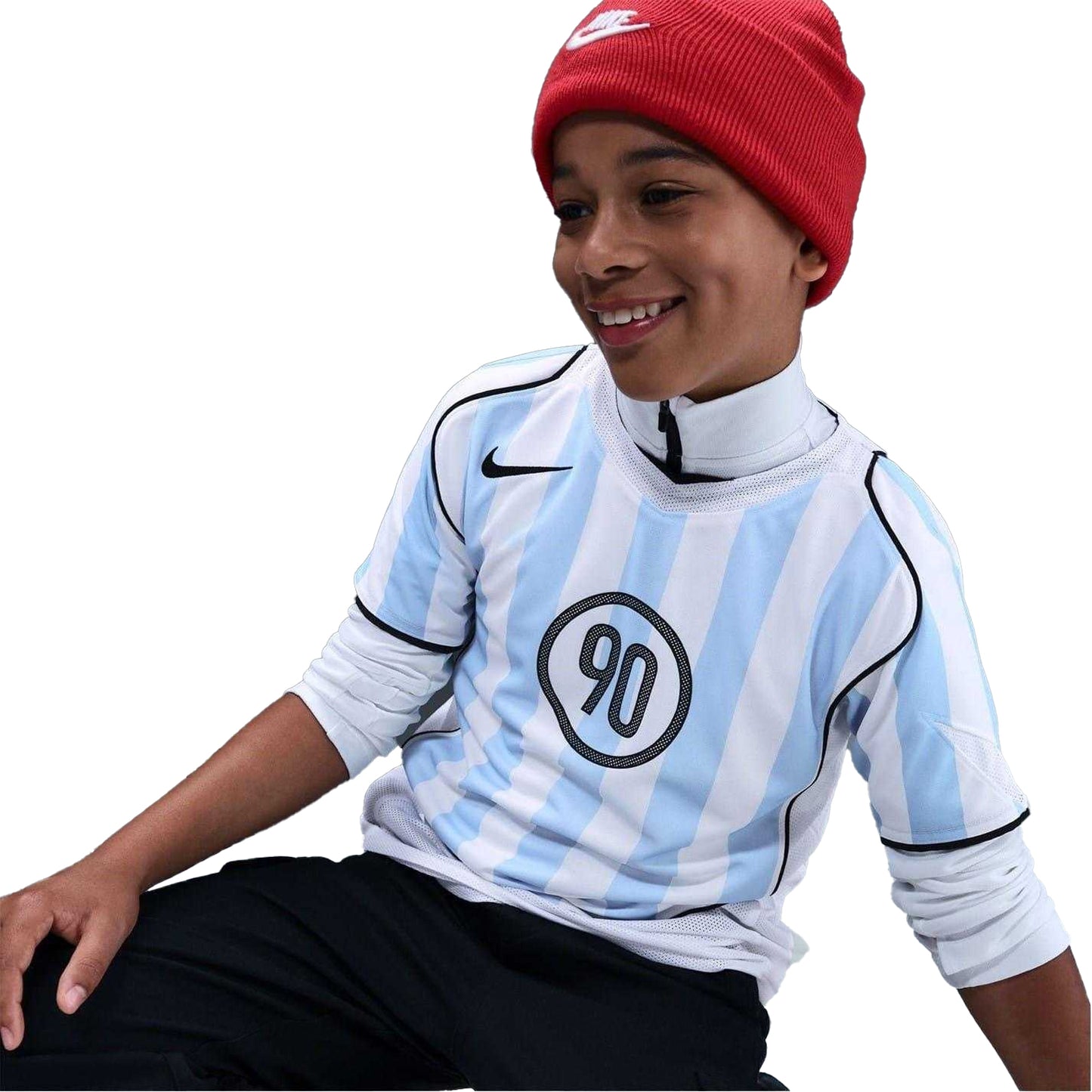 White-Blue - Pack Shot - Nike Childrens-Kids Total 90 Energy Shirt