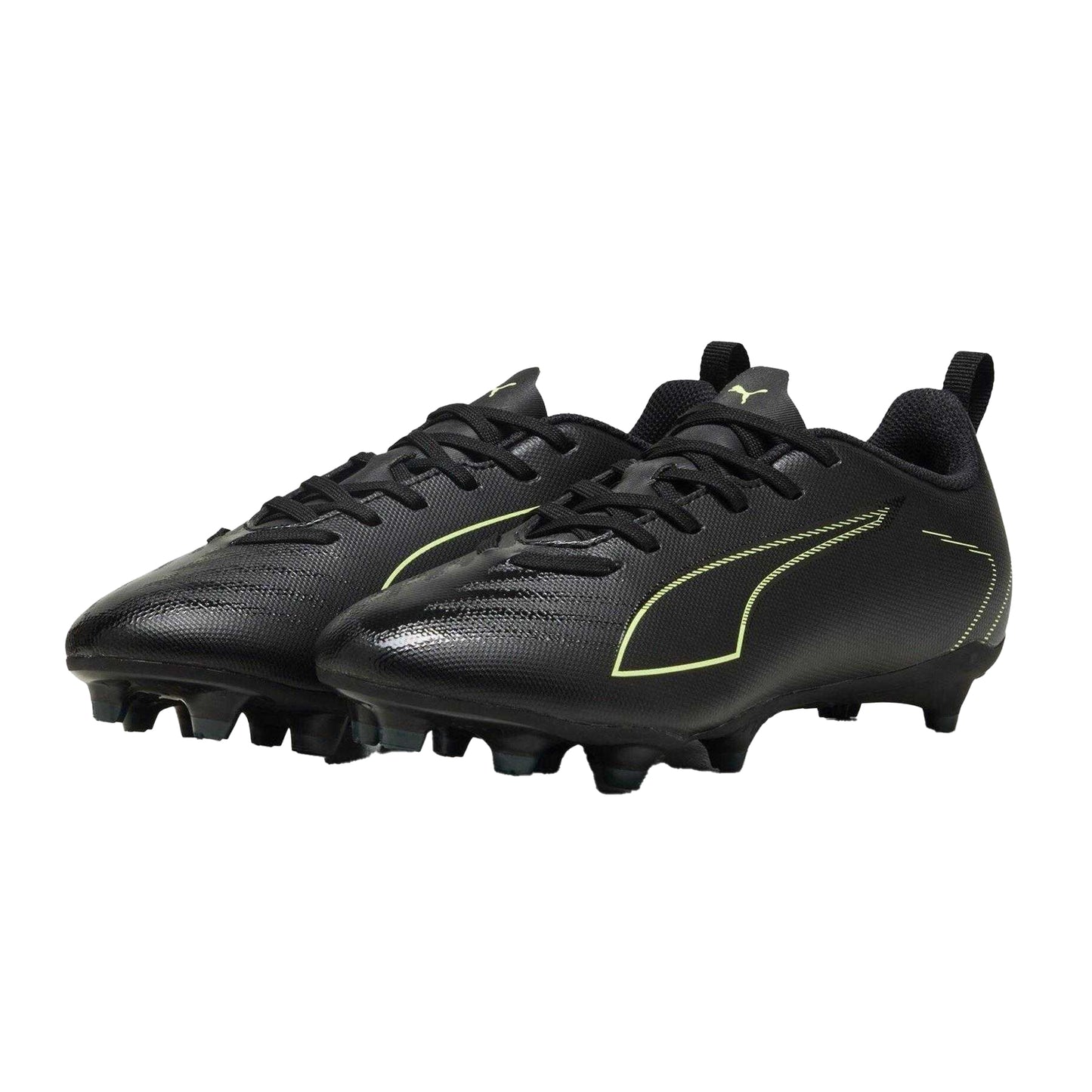 Black-Green - Pack Shot - Puma Childrens-Kids Ultra 6 Play Firm Ground Football Boots
