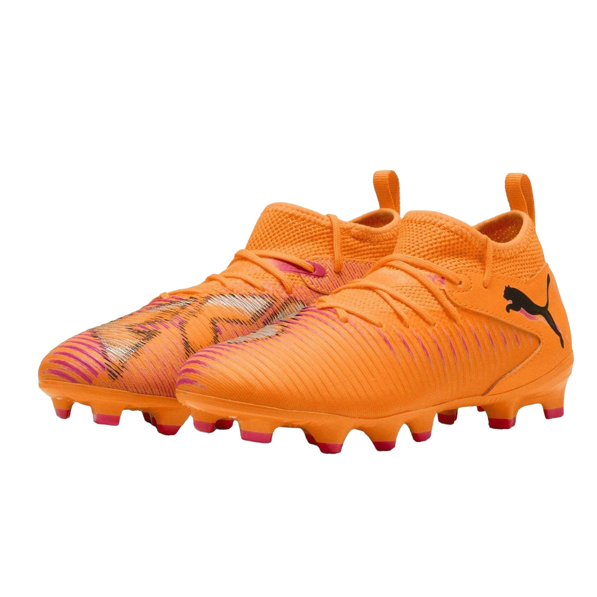 Orange-Black - Pack Shot - Puma Childrens-Kids Future 8 Match Artificial Ground Football Boots