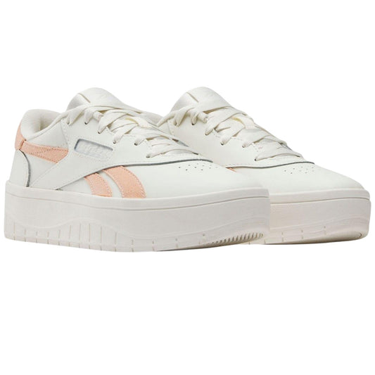 White-Pink - Front - Reebok Womens-Ladies Court Advance Surge Leather Trainers