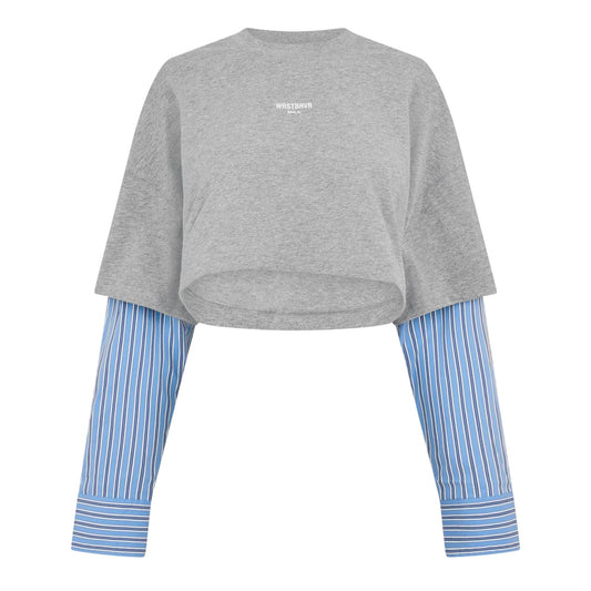 Grey - Front - WRSTBHVR Womens-Ladies Worst B Teela Layered Crop Top