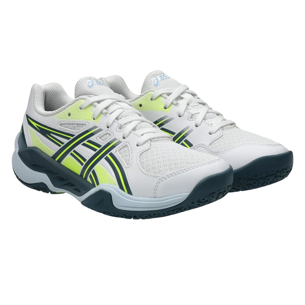 White-Indigo - Close up - Asics Childrens-Kids Non Marking Volleyball Shoes