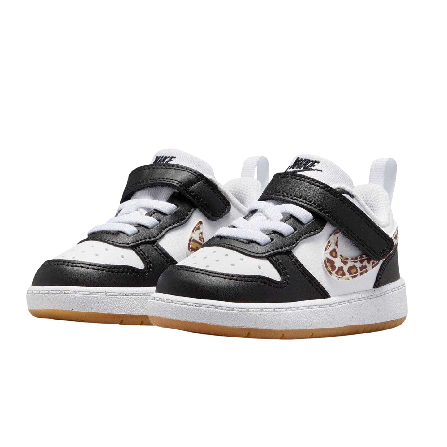 Black-Leopard - Pack Shot - Nike Toddler Court Borough Flat Shoes