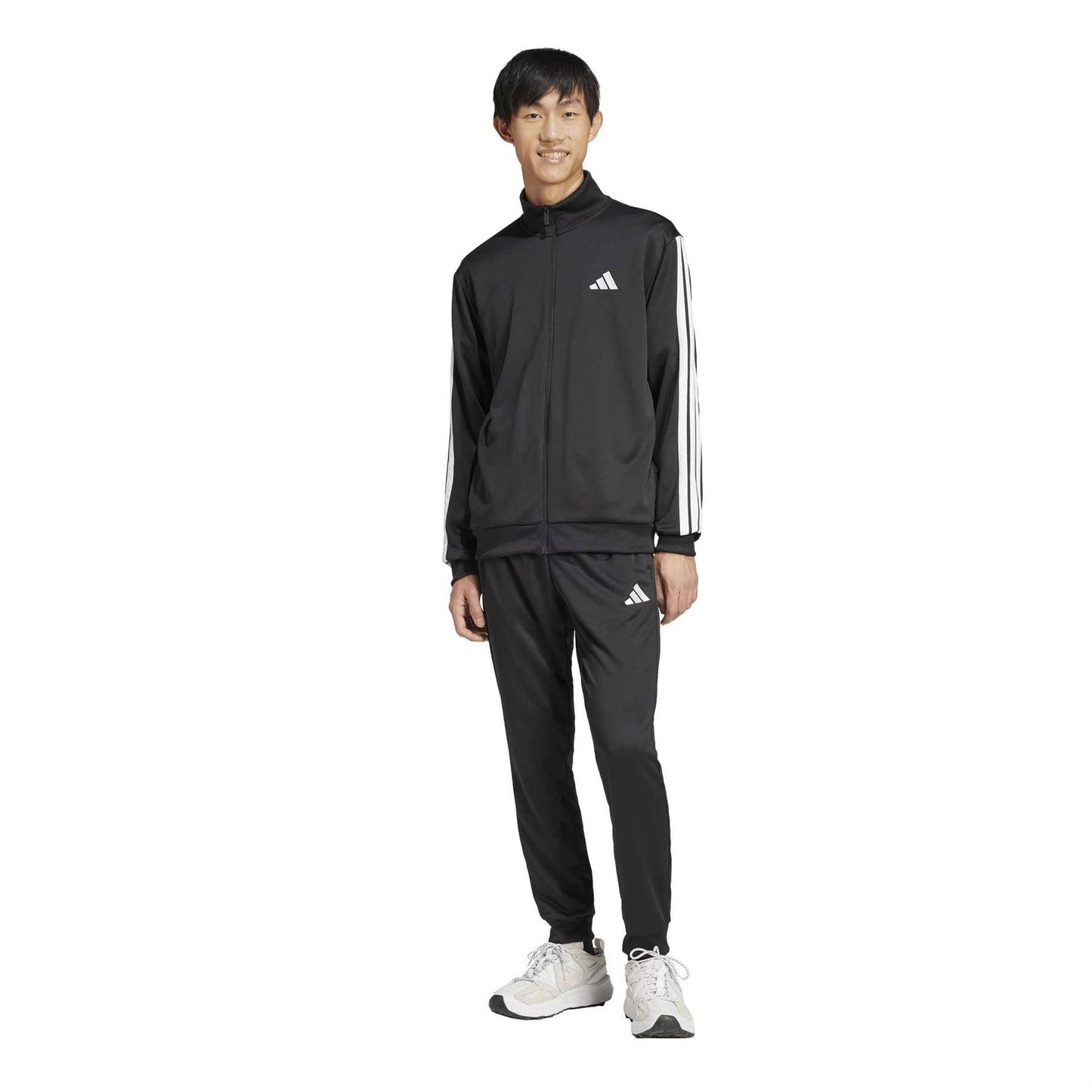 Black - Pack Shot - Adidas Mens 3 Stripes Fleece Tracksuit